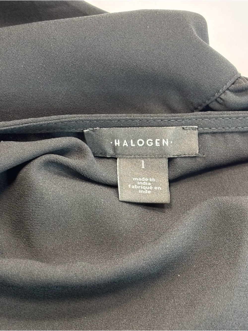 Halogen Women's Black Faux Wrap V-neck Pleated Long Sleeve Blouse Top Siez L - Picture 4 of 9